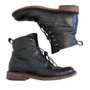 Rag & Bone 6 (36) Black Leather Wingtip Women’s Ankle Boots Grunge Goth Combat